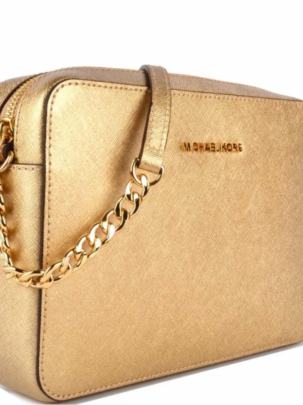 Michael Kors Metallic Gold Crossbody Camera Bag